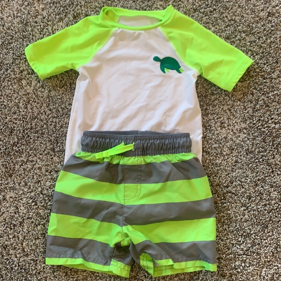 Cat & Jack Swim 2t Boy Swim Trunks And Rash Guard Shirt Poshmark